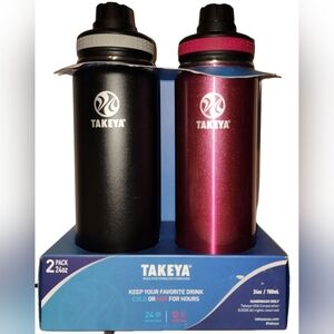 Takeya Insulated Stainless Steel Water Bottle with Spout Lid, 24 Ounce, 2 Pack